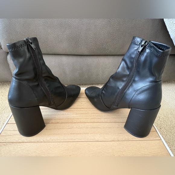 Madden Girl Windy Black Heeled Boots with Chunky Block Heel - Picture 6 of 8